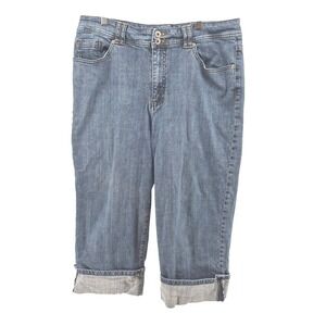 Chico's Platinum Denim Capri Jeans Size 3 US 16 Blue Medium Wash Cuffed Cropped